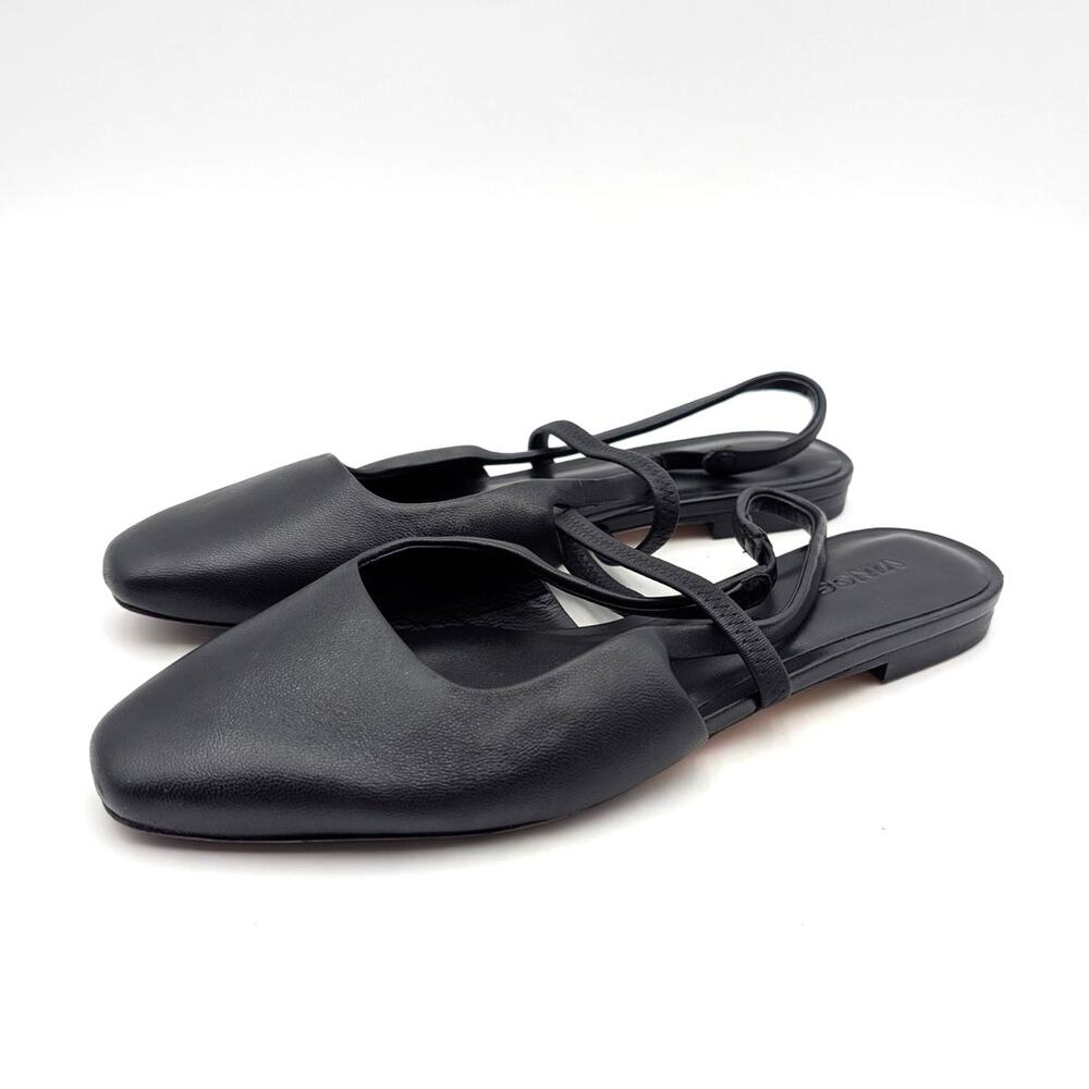 Vince Bernice Slingback Flat Elastic Straps Women's Black Size US7.5M EU38